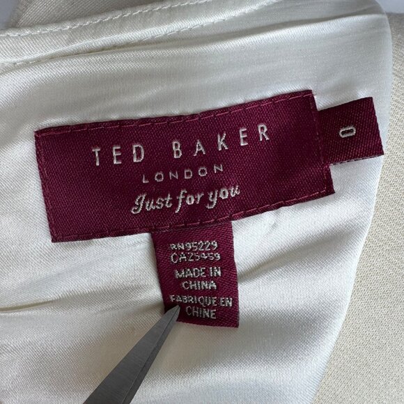 Ted Baker London Bolty Draped White Sleeveless Asymmetrical Sheath Dress Size 0 - Picture 3 of 13